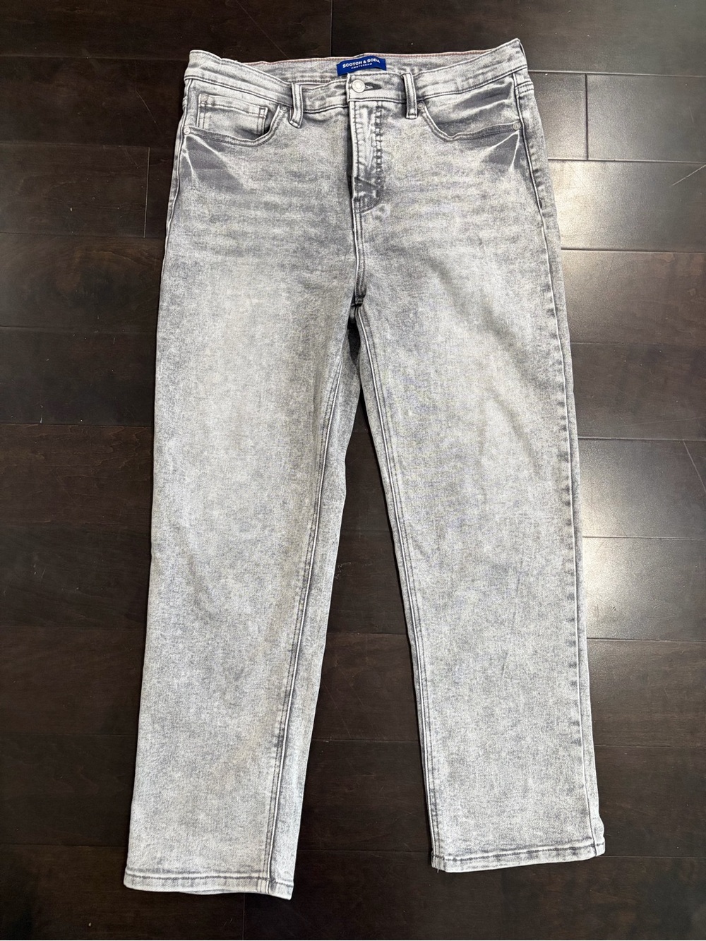 Women’s Scotch & Soda light grey mid-rise, straight-leg jeans